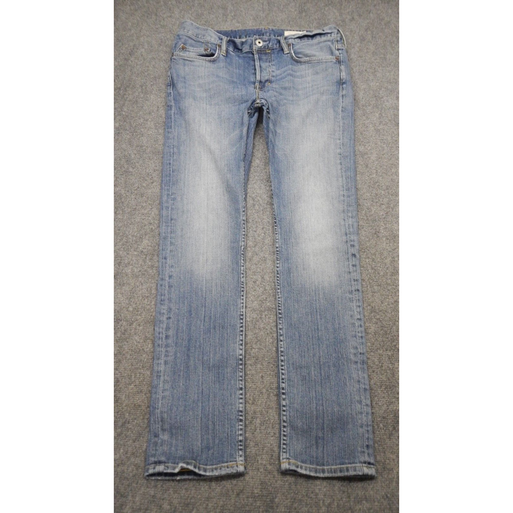 ALLSAINTS CIGARETTE JEANS MEN'S W32 L30 BLUE SLIM STRETCH WHISKEERED EUC